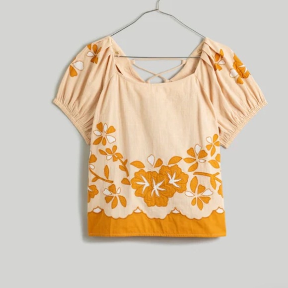 Madewell Embroidered Lace-Up Back Top - Picture 3 of 9